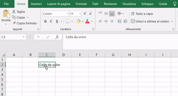Come unire le celle in Excel