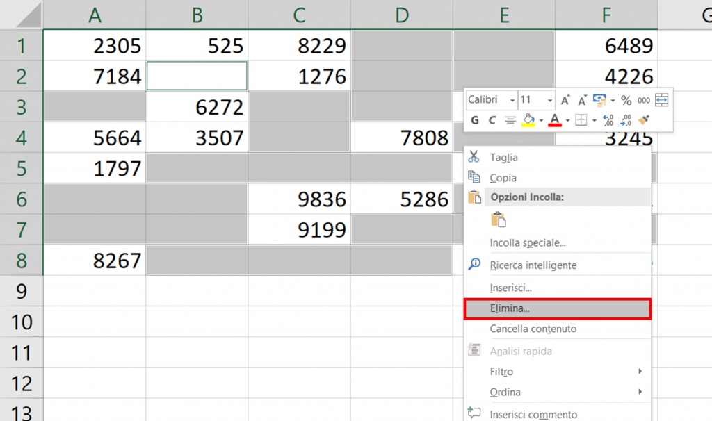 Come eliminare le celle vuote su Excel