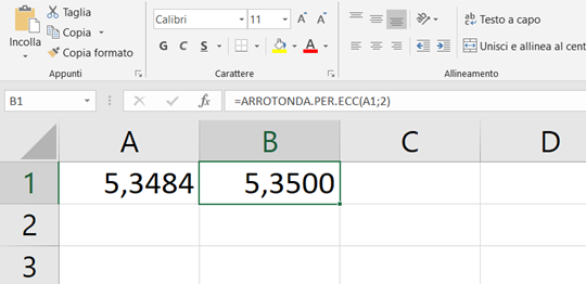 Arrotondamento per eccesso Excel