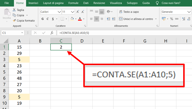 Come si usa la funzione CONTA SE in Excel