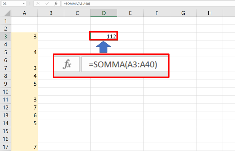 Come fare una somma su Excel con la funzione SOMMA