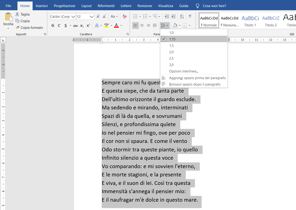 Come cambiare l'interlinea su Word
