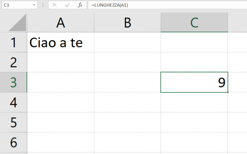 Come contare i caratteri in Excel spazi inclusi