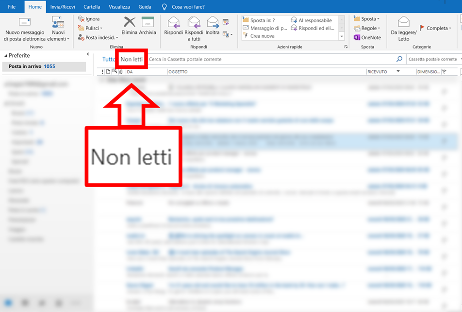 Come vedere solo le mail non lette su Outlook