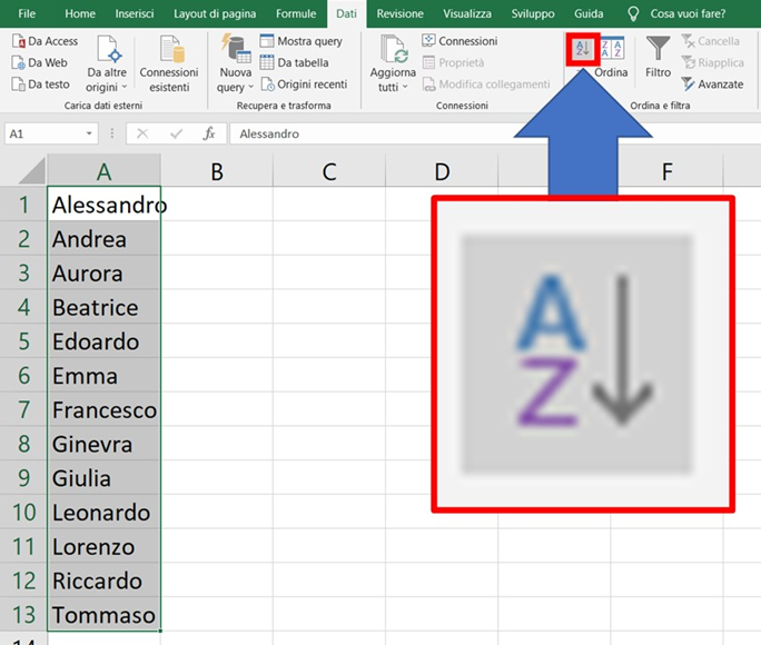Come mettere in ordine alfabetico su Excel